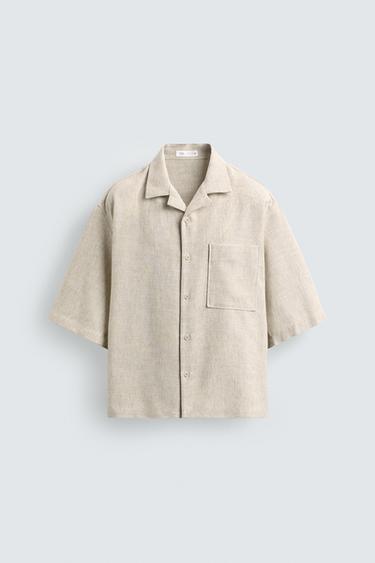 CAMISA BOXY FIT ESTRUCTURA - Beige claro de Zara