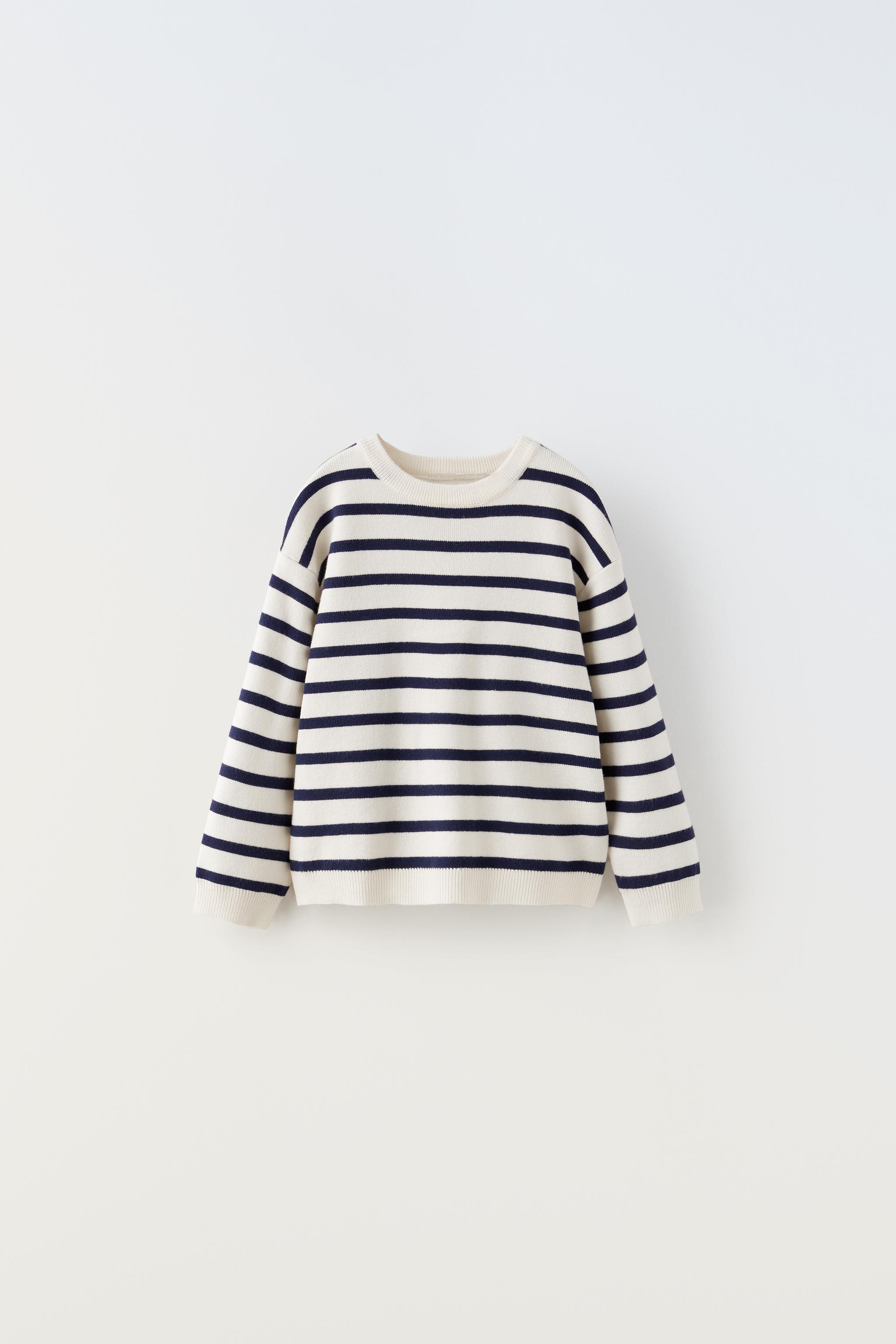 BASIC STRIPED SWEATER Ecru Navy ZARA Australia