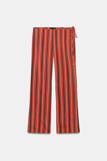 PANTALON FLUIDE À RAYURES - Rouges de Zara - Image 9