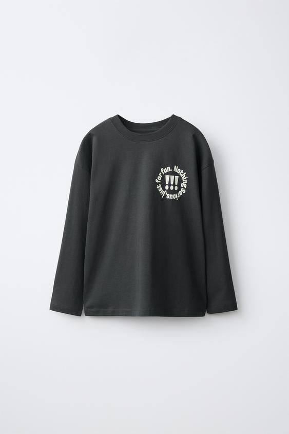 PLAYERA ESTAMPADO TEXTO - Gris antracita de Zara - Imagen 0