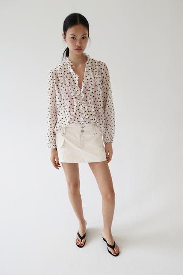 Zara 口袋短褲裙 - 冰白色