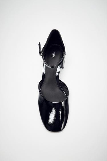 에나멜 효과 메르세데스 슈즈 - Zara 블랙
