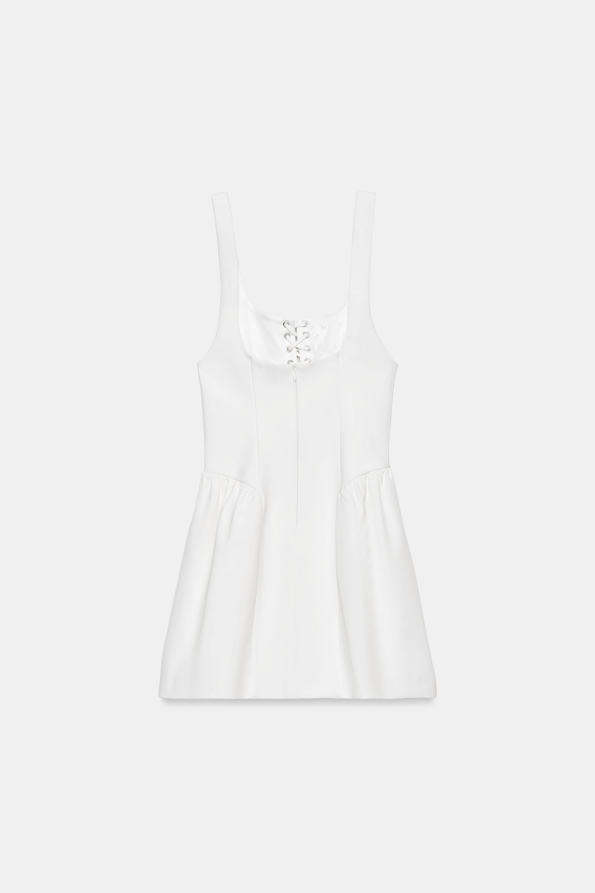 Zara BAĞCIKLI HACİMLİ MİNİ ELBİSE görsel 7