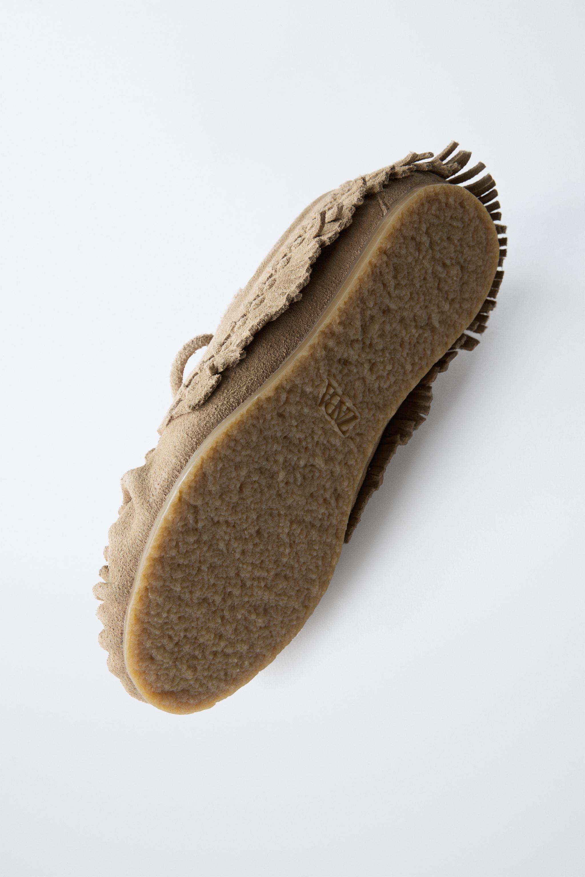 靴 zara brown vintage taste fringe loafer, zara brown vintage taste fringe loafer,