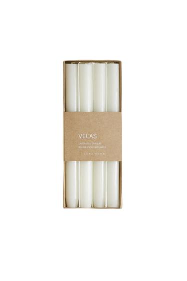 PACK OF LONG DECORATIVE CYLINDRICAL CANDLES (PACK OF 4) - White by Zara