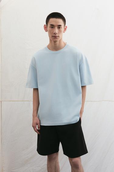 BASIC HEAVYWEIGHT T-SHIRT - Light blue by Zara