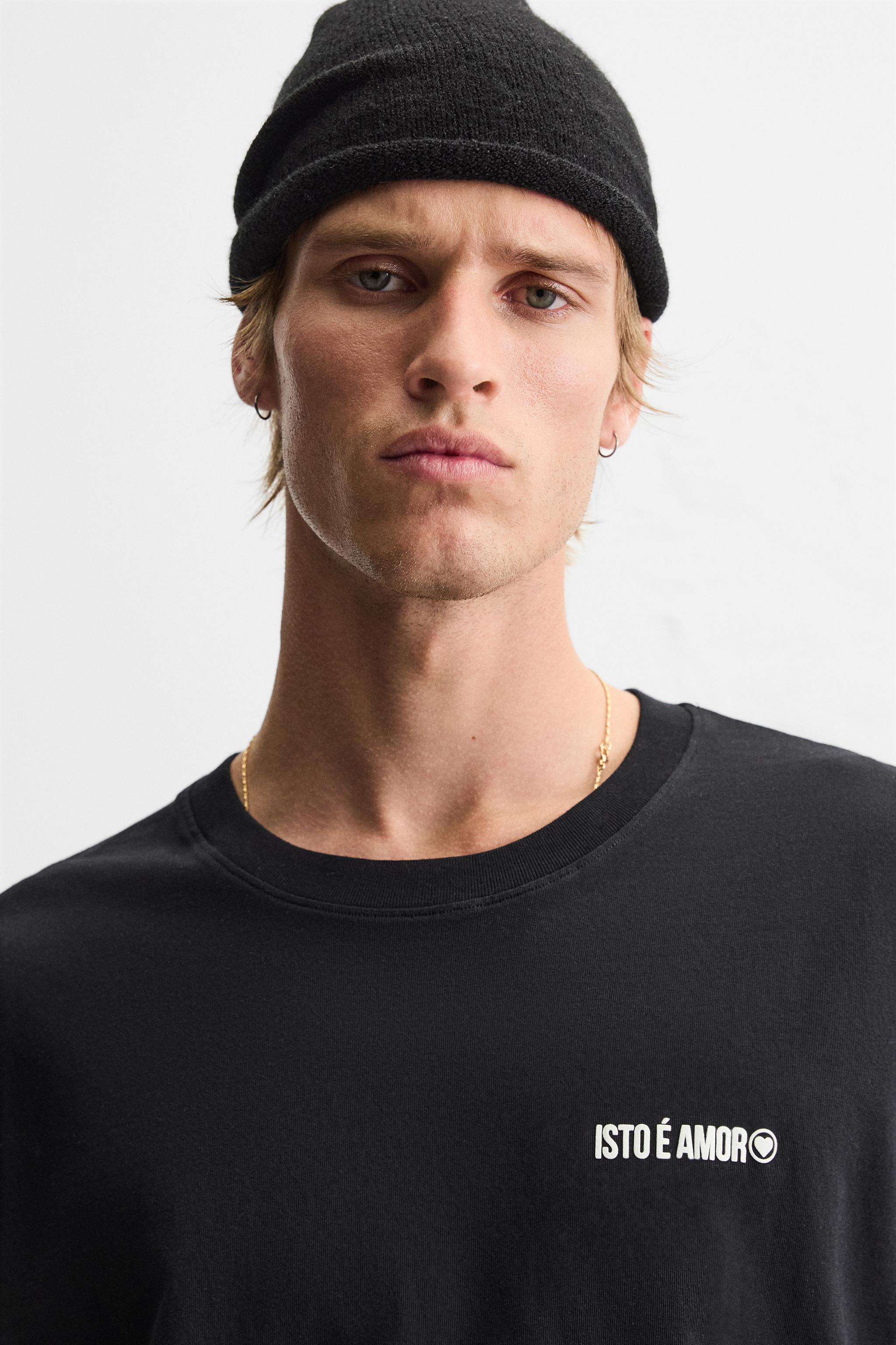 【ZARA】LIMITED EDITION ラバーテキストTシャツ 6224/407/250 LIMITED EDITION RUBBERIZED TEXT T-SHIRT - Black | ZARA