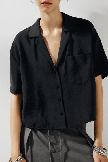 FLOWING SHIRT WITH POCKET - Black by Zara - Image 2