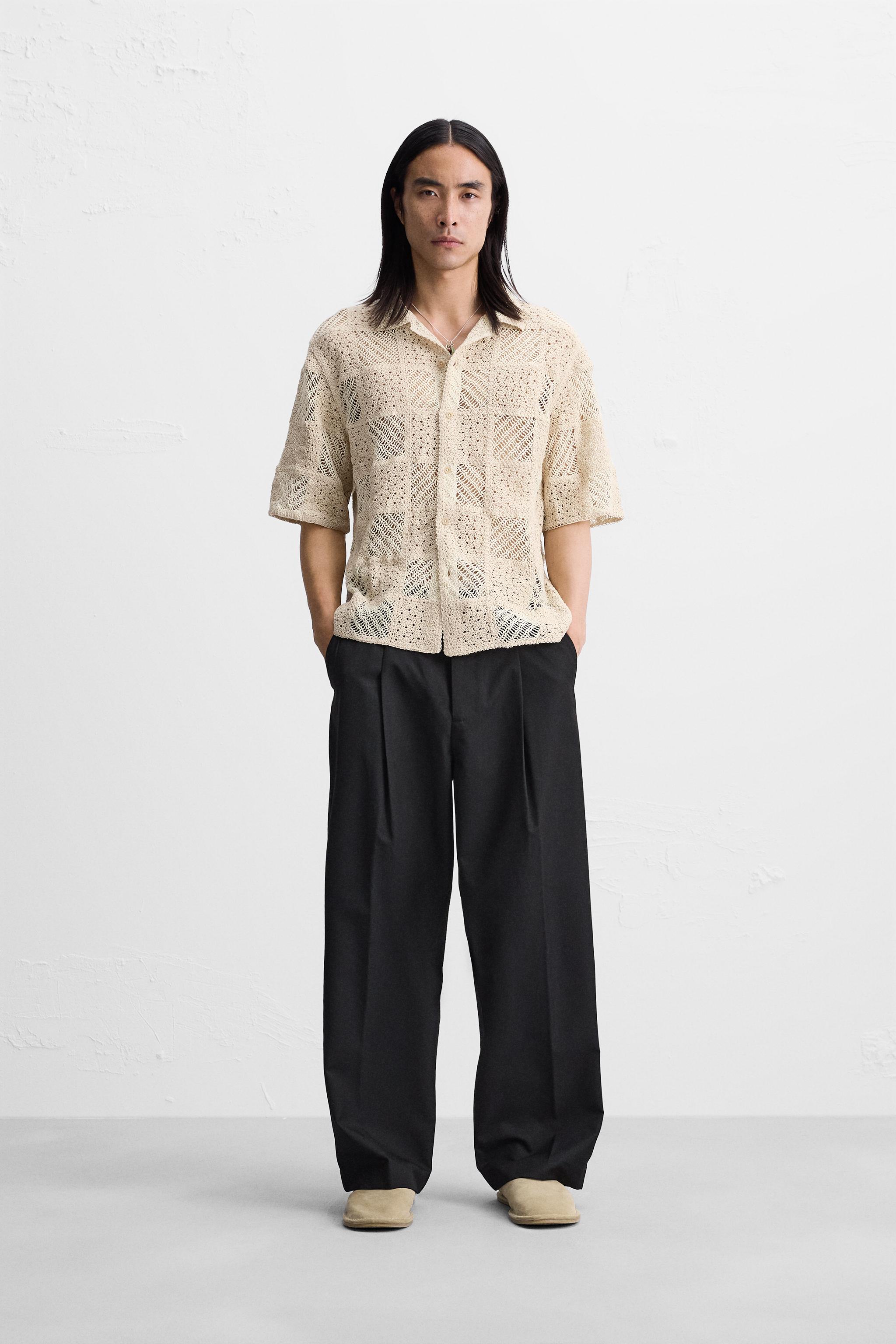 GEOMETRIC CROCHET SHIRT - Light sand | ZARA New Zealand