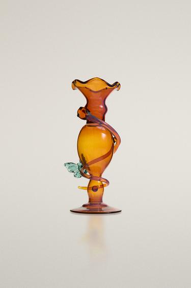 Zara BOROSILICATE BUTTERFLY CANDLESTICK | MARISA BERENSON - Orange