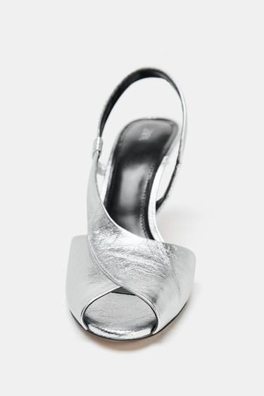 SANDALES BOUT OUVERT EN CUIR - Argent de Zara - Image 6