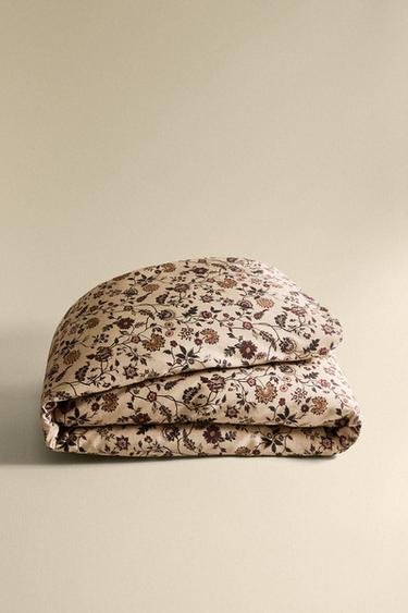 HOUSSE DE COUETTE SATIN IMPRIMÉ FLEURS - Beige de Zara - Image 3