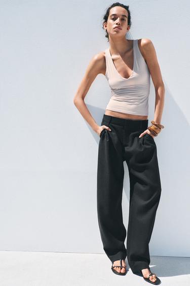 Zara V-NECK TOP - Sand - Image 0