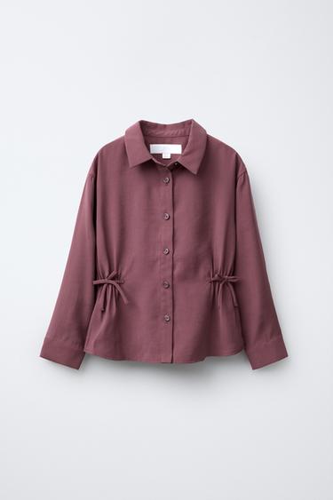 Zara FLOWY SHIRT WITH BOWS - Raspberry - Image 0