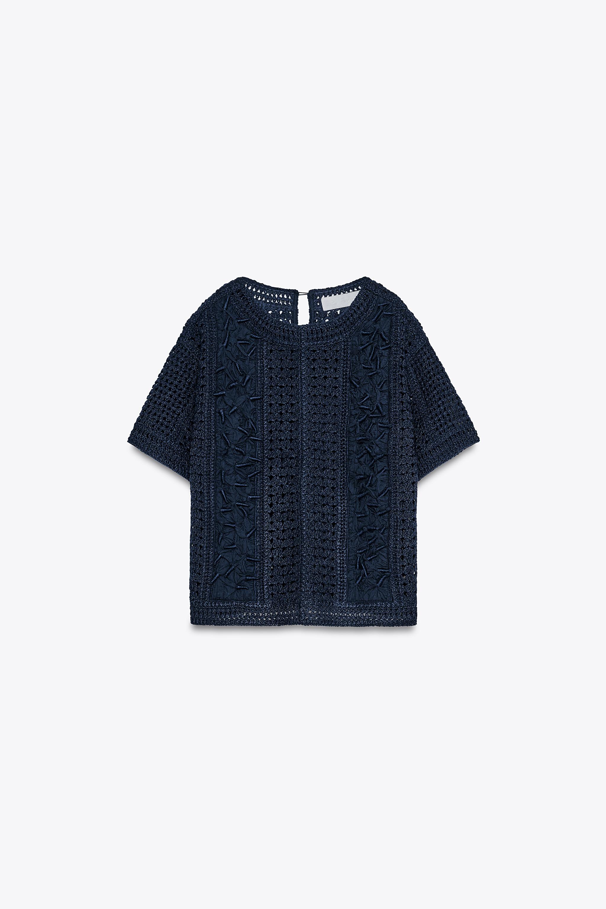 コントラスト クロシェット ニット Tシャツ X FANGLU LIN