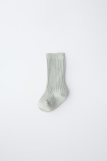 CHAUSSETTES RIB AVEC COTON ET SOIE - Verdâtre de Zara - Image 3