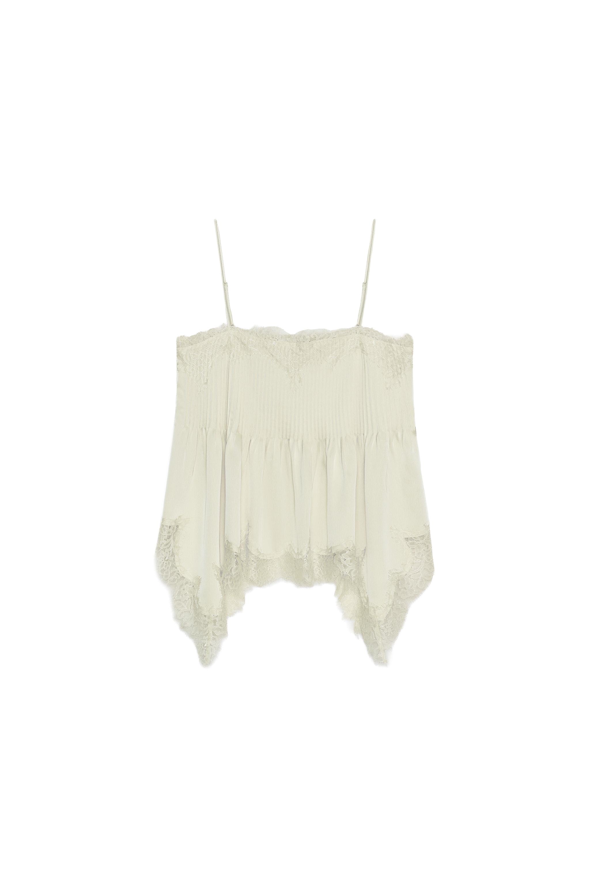 キャミソール0203 ZARA】ZW COLLECTION レーストリムキャミソールトップス (ZARA