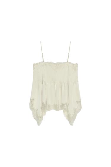 TOP LENCERO ENCAJE ZW COLLECTION - Crudo medio de Zara