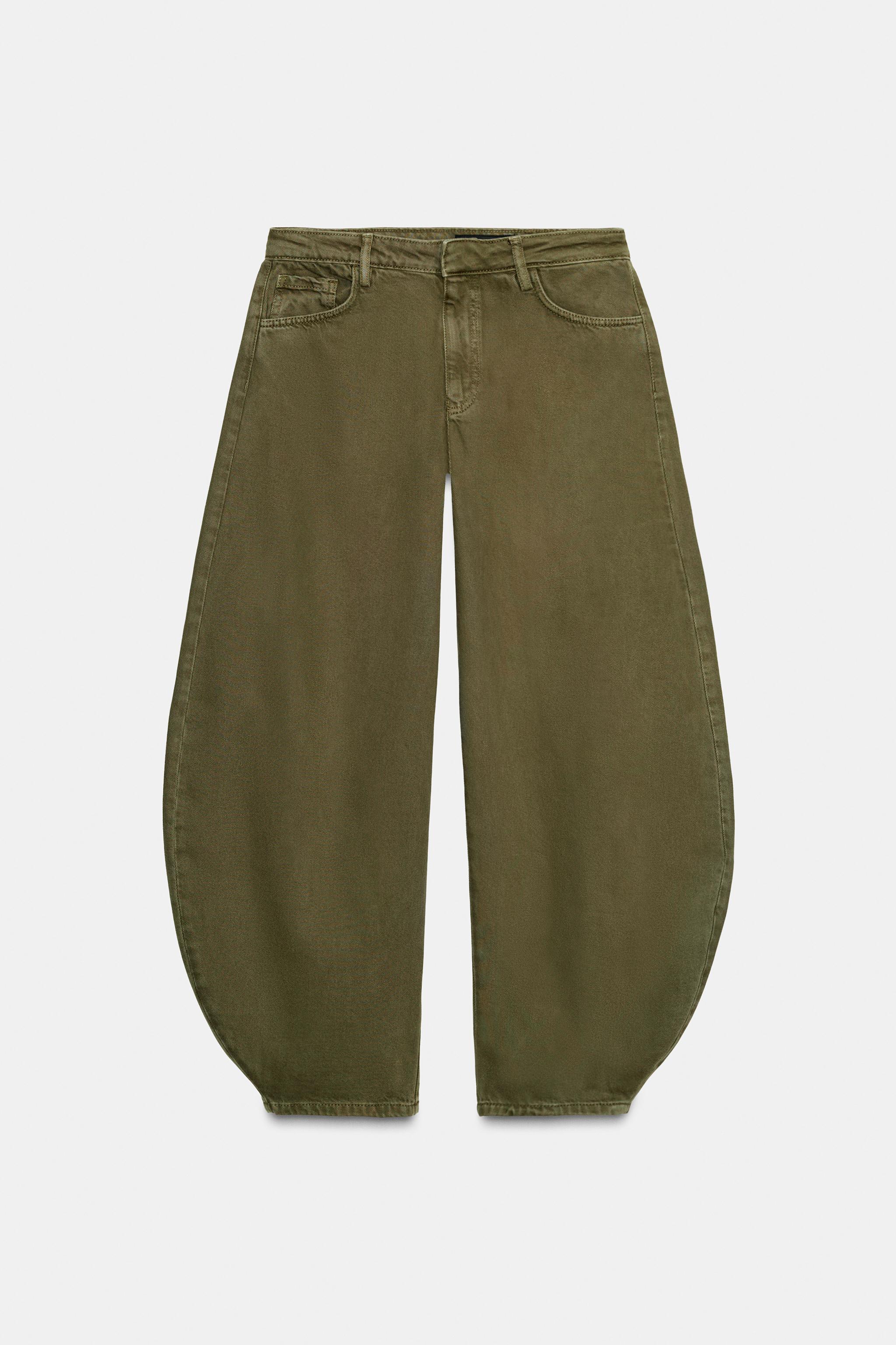 JEANS ZW COLLECTION BALLOON CINTURA MÉDIA - Caqui | ZARA Brasil