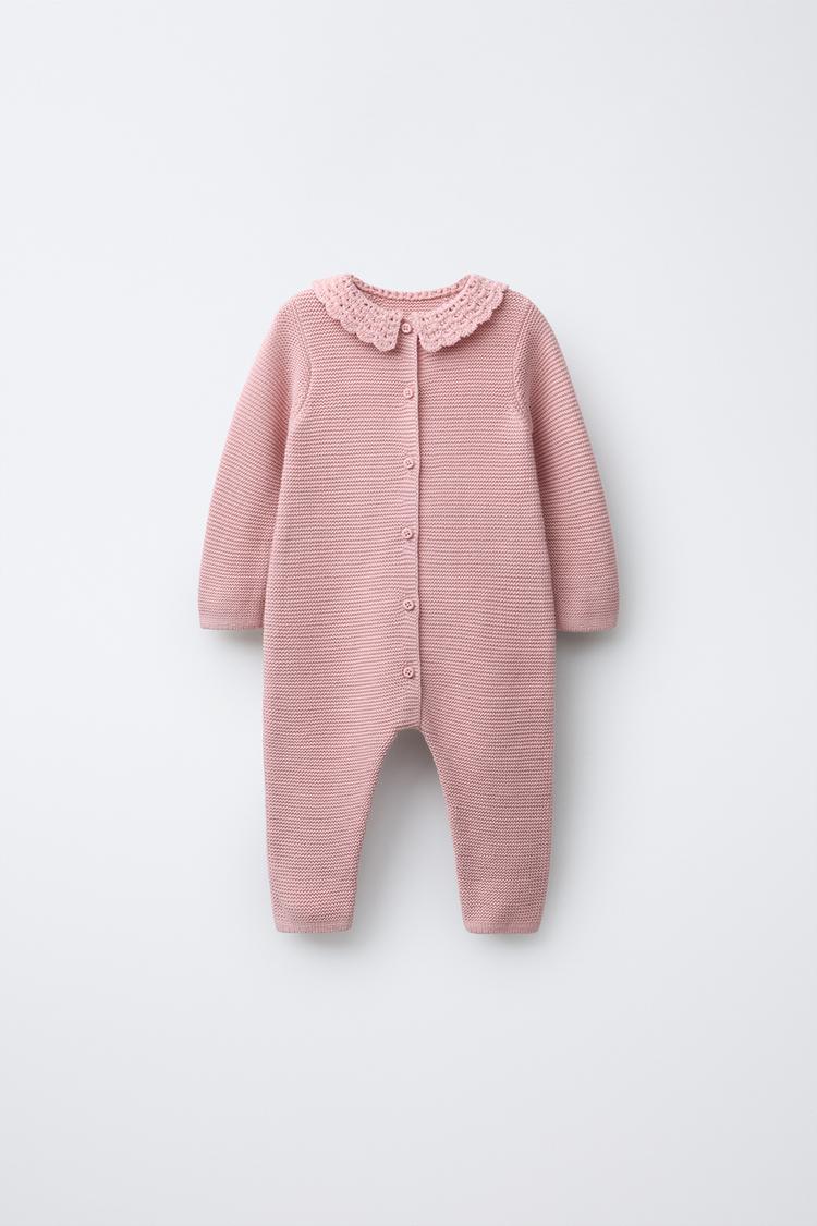 COMBINAISON EN MAILLE AVEC DÉTAILS EN CROCHET Rose moyen ZARA