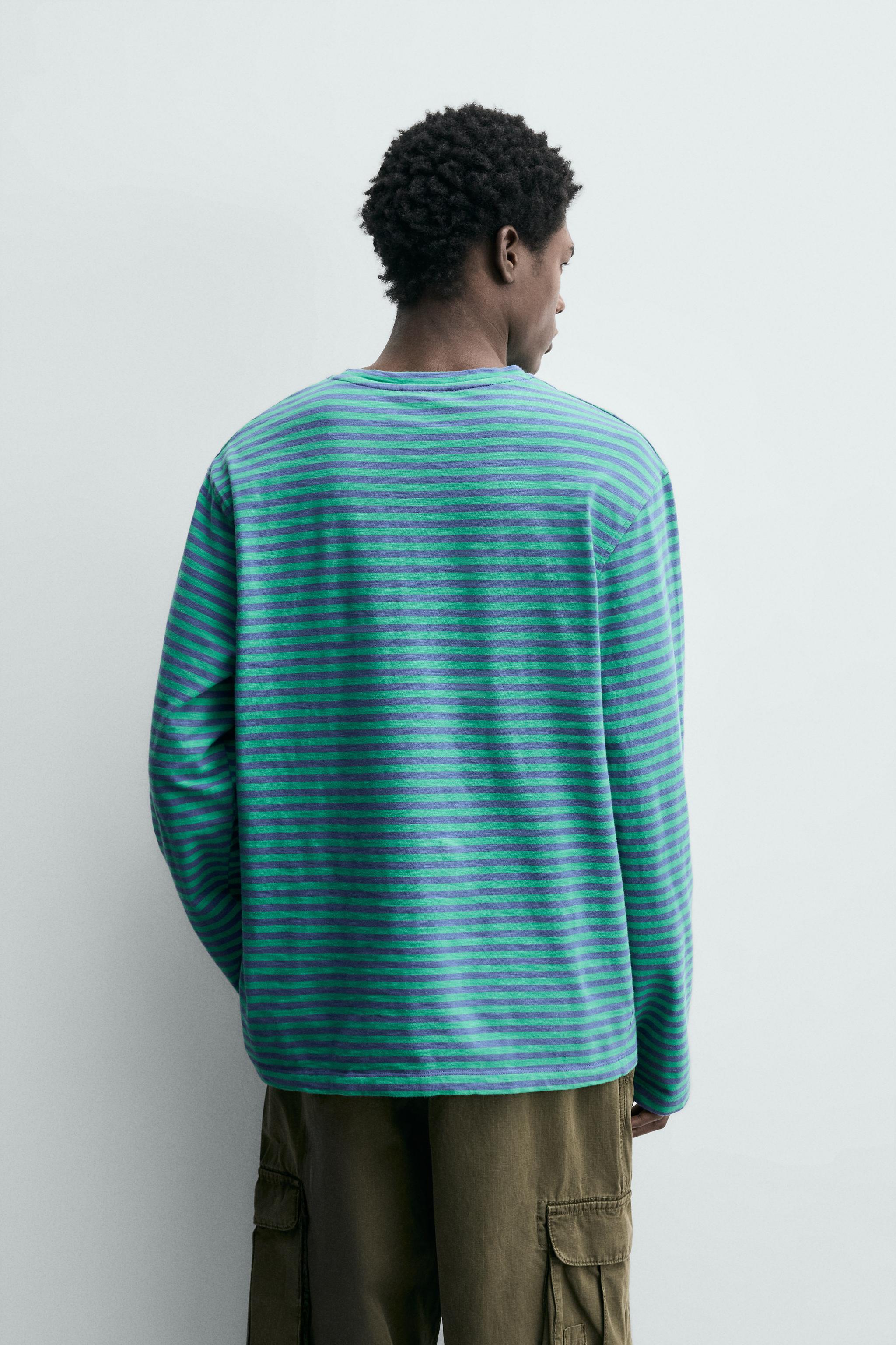 RELAXED FIT STRIPED JACQUARD T-SHIRT