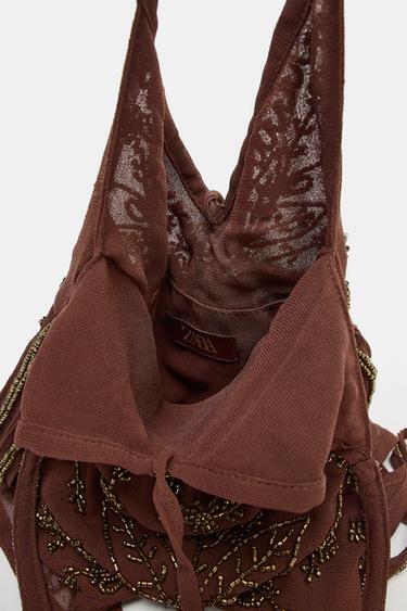 RHINESTONE BUCKET BAG - Burgundy Red by Zara - Image 4
