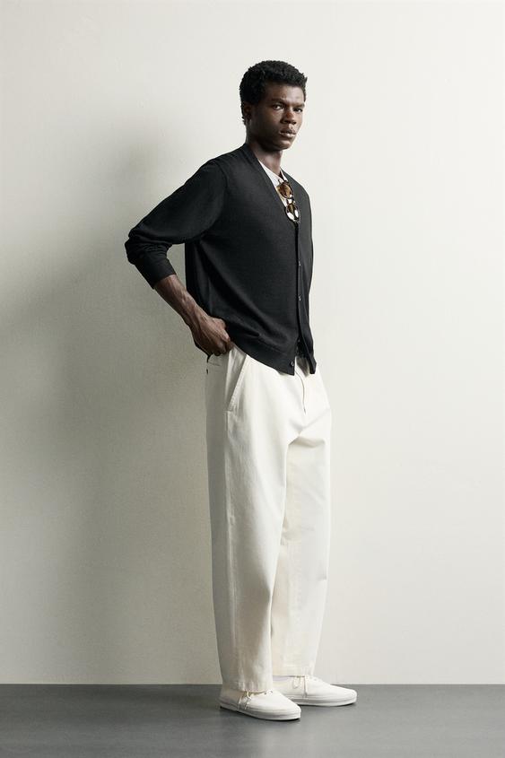 CARDIGAN REGULAR FIT 100 % LAINE - Noir de Zara - Image 3