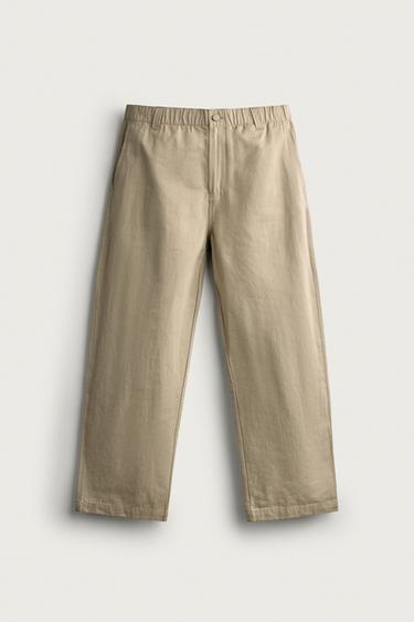 SOFT RELAXED-FIT PANTS — taupe brown 1