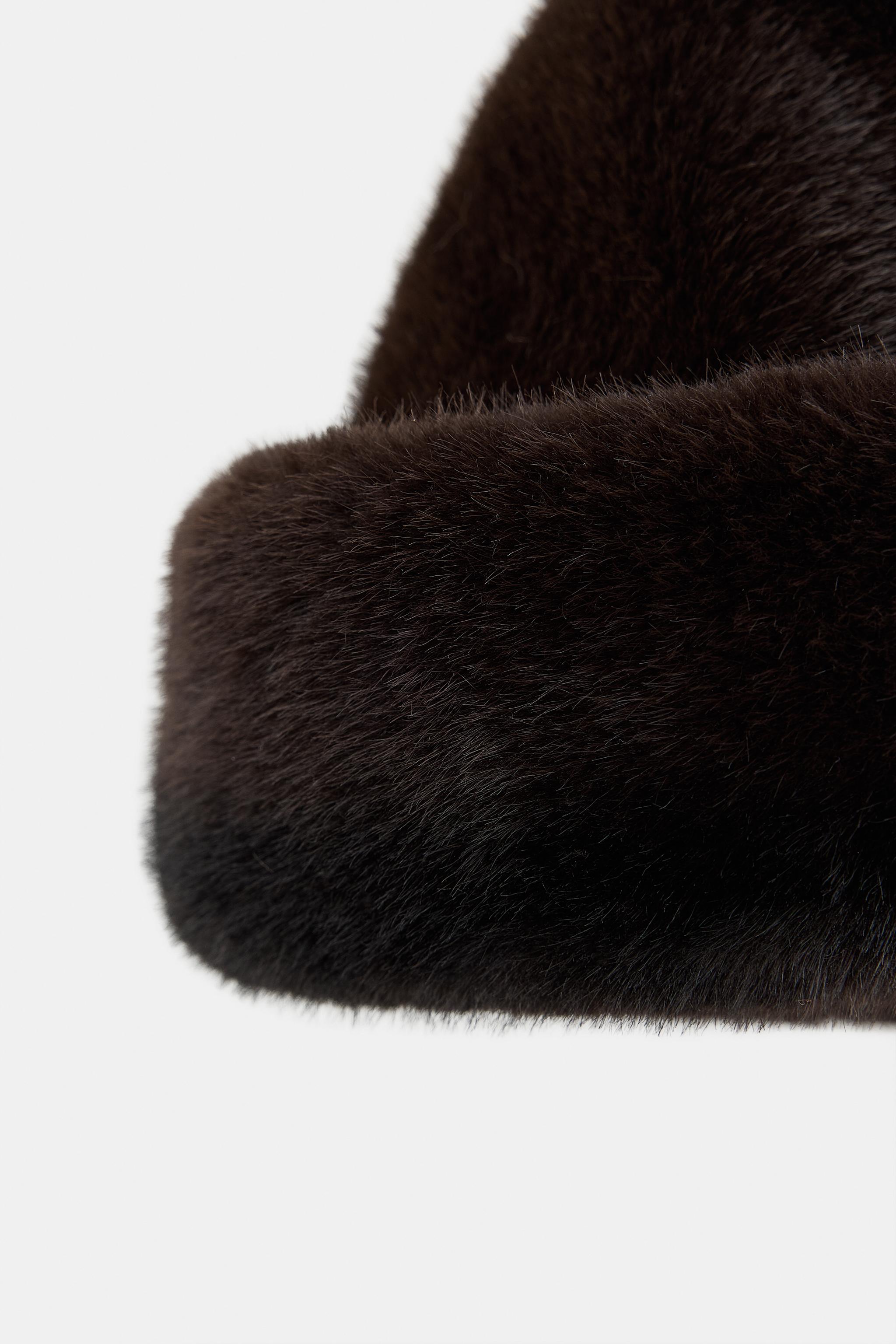 FAUX FUR TURN-UP HAT - Brown | ZARA Australia display picture 2