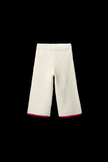 KNIT CULOTTES WITH CROCHET FLOWER - Ecru by Zara