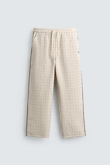 JOGGERS WITH CONTRAST SIDE TAPE - Ecru by Zara