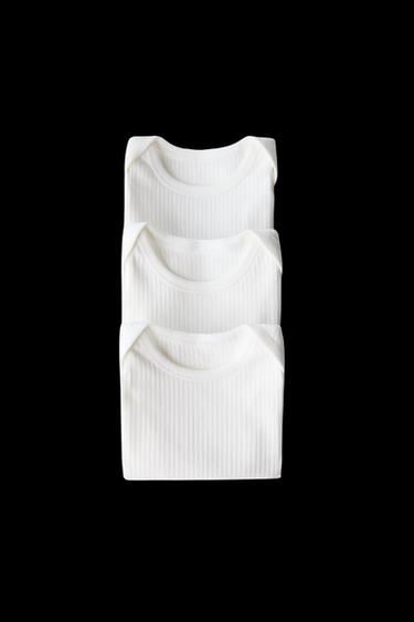 3-PACK OF RIBBED SLEEVELESS BODYSUITS - Oyster-white by Zara - Image 0