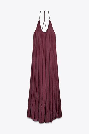ZW COLLECTION LONG SATIN DRESS - Burgundy by Zara - Image 11