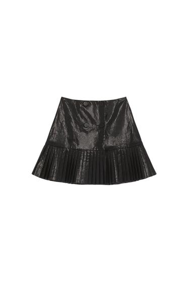 FAUX LEATHER PLEATED SKIRT