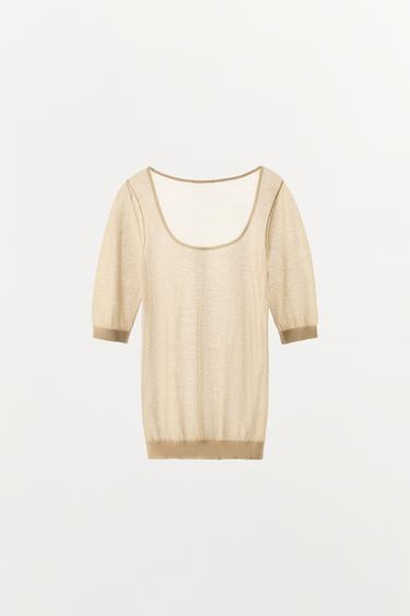 TOP EN MAILLE FINE - Écru de Zara - Image 5