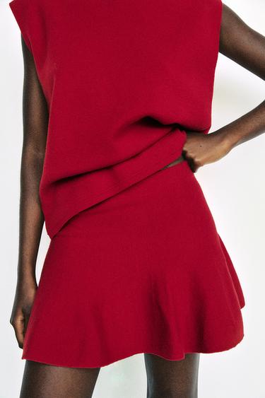 SHORT FLARED SKIRT - Dark red by Zara