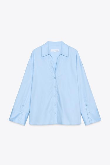 CAMISA POPELÍN ZW COLLECTION - Azul de Zara