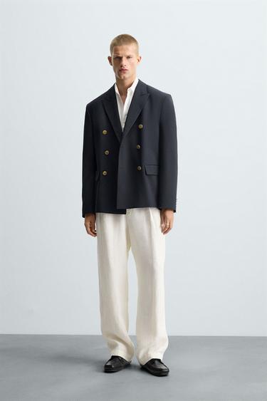 DOUBLE-BREASTED BLAZER - Dark navy by Zara