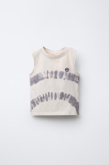 T-SHIRT TIE DYE BRODÉ - Gris de Zara