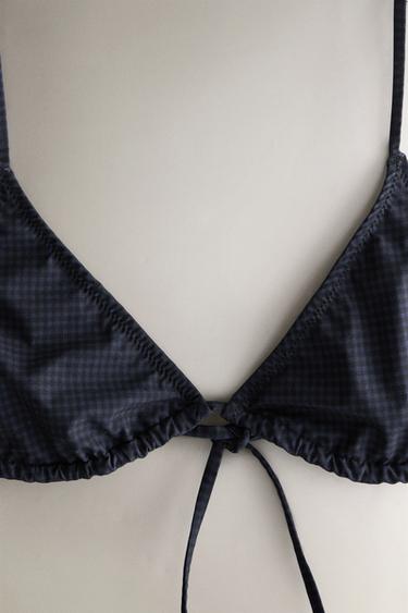 HAUT DE BIKINI DE PLAGE TRIANGLE VICHY - Bleu de Zara - Image 2