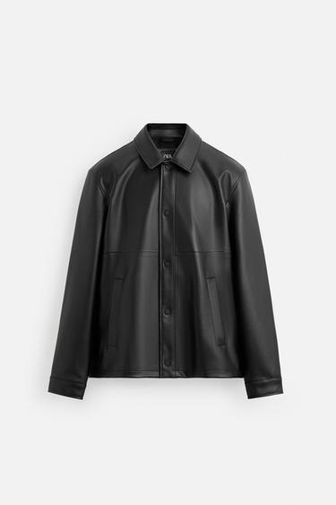 LEATHER EFFECT JACKET - Black by Zara - Image 0