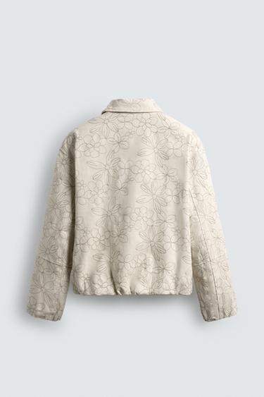 FLORAL JACQUARD JACKET - Ecru by Zara - Image 8