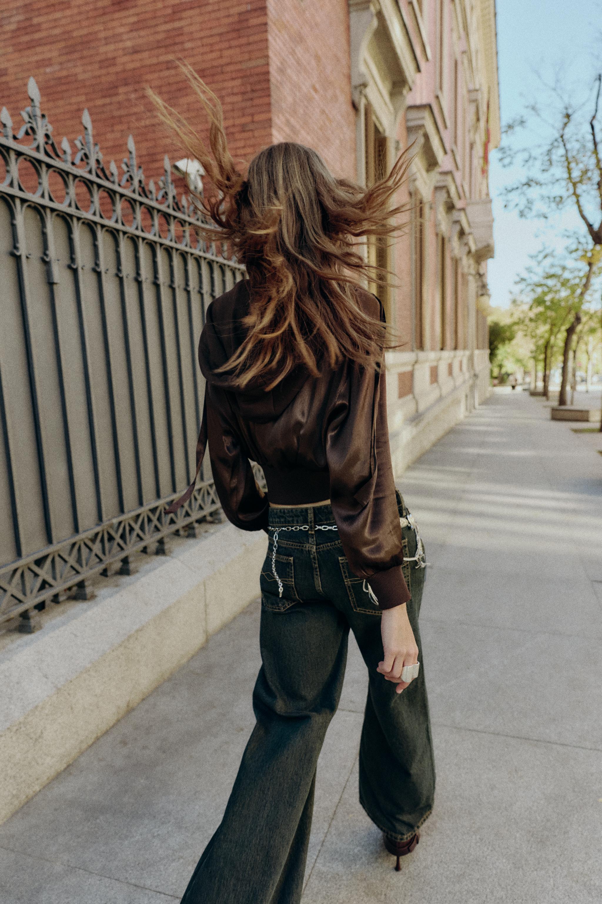 COMBINATION SATIN HOODIE SHIRT