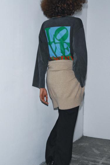 Zara 水洗長袖 T 恤 - 煤灰色