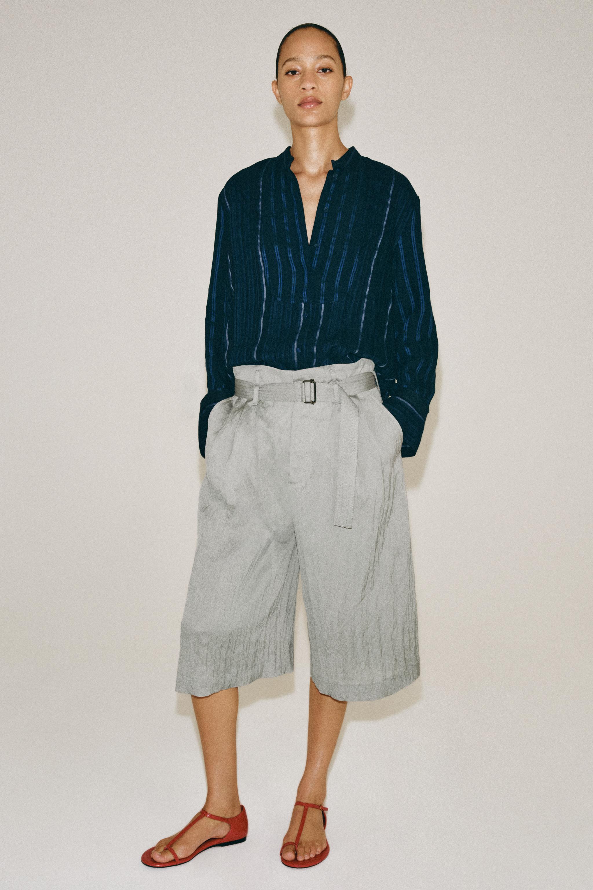 ZW COLLECTION STRIPED BIB SHIRT