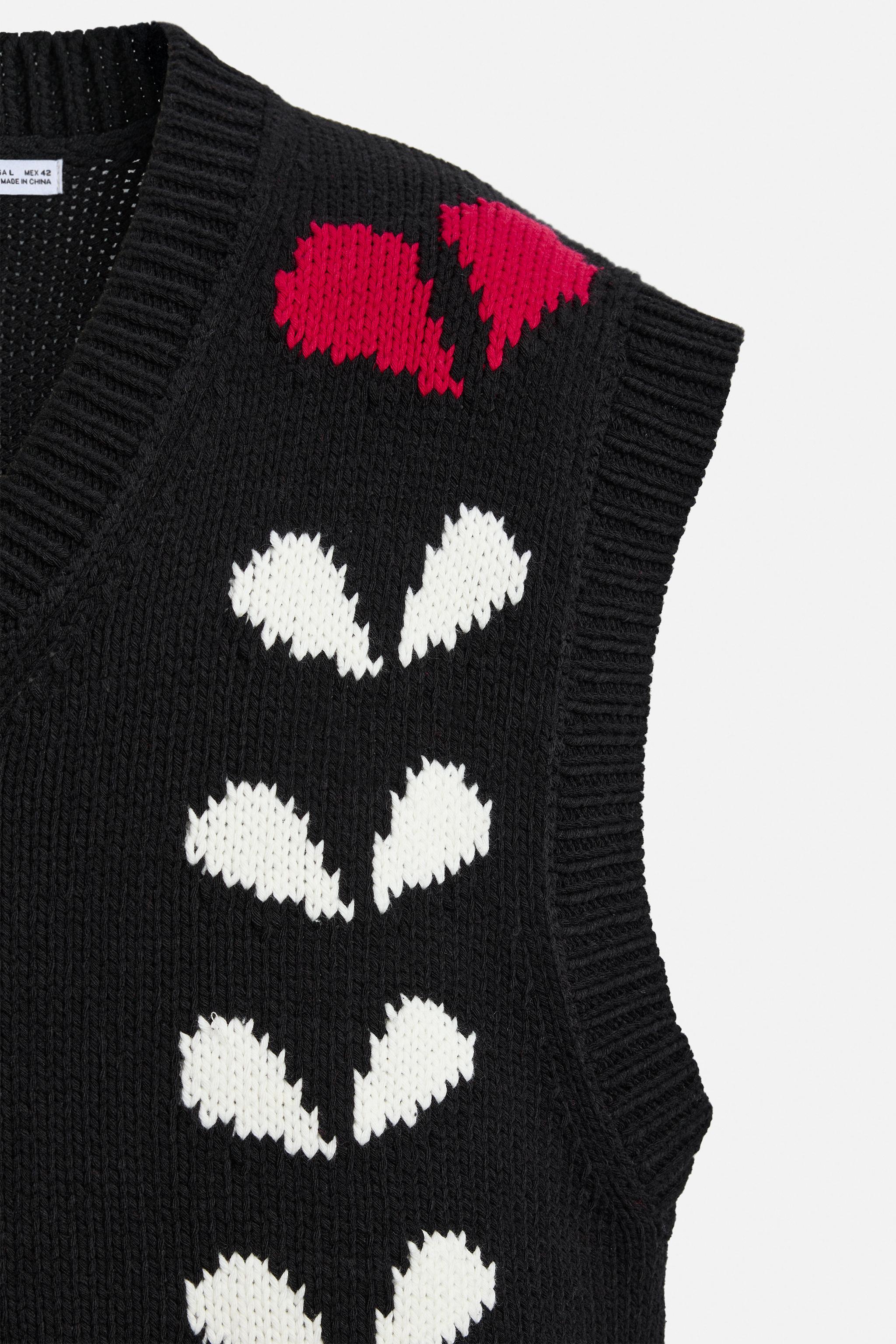 【ZARA】LIMITED EDITION ハートジャカードベスト2142/404/800 LIMITED EDITION ハートジャカードベスト - ブラック | ZARA