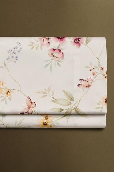DRAP DE DESSUS SATIN IMPRIMÉ FLEUR - Blanc cassé de Zara - Image 5