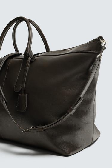 LEATHER TOTE BAG - Brown by Zara - Image 4