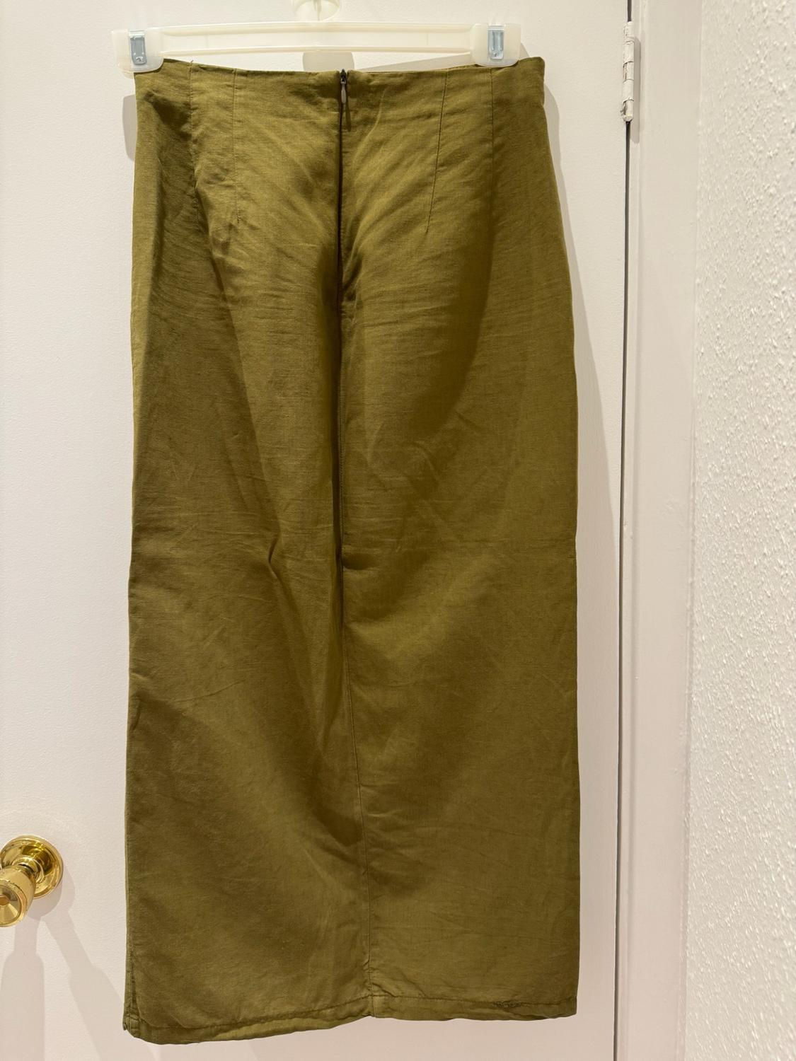 LINEN BLEND BUTTONED MIDI SKIRT - Image 2