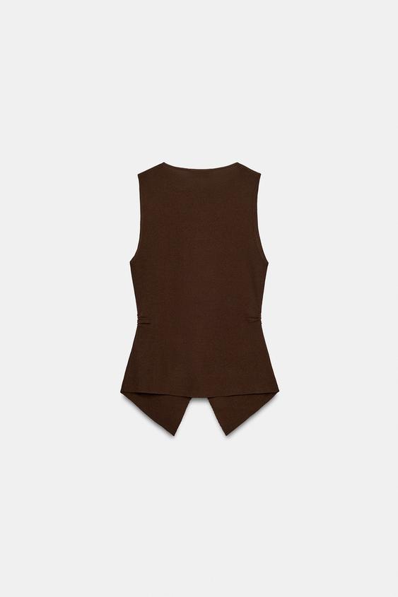 TOP EN MAILLE DRAPÉ - Marron de Zara - Image 4